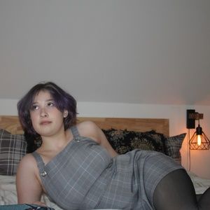 Plaid Grey Black White Pink Plaid Mini Dress Size Medium Zipper Adjustable Strap